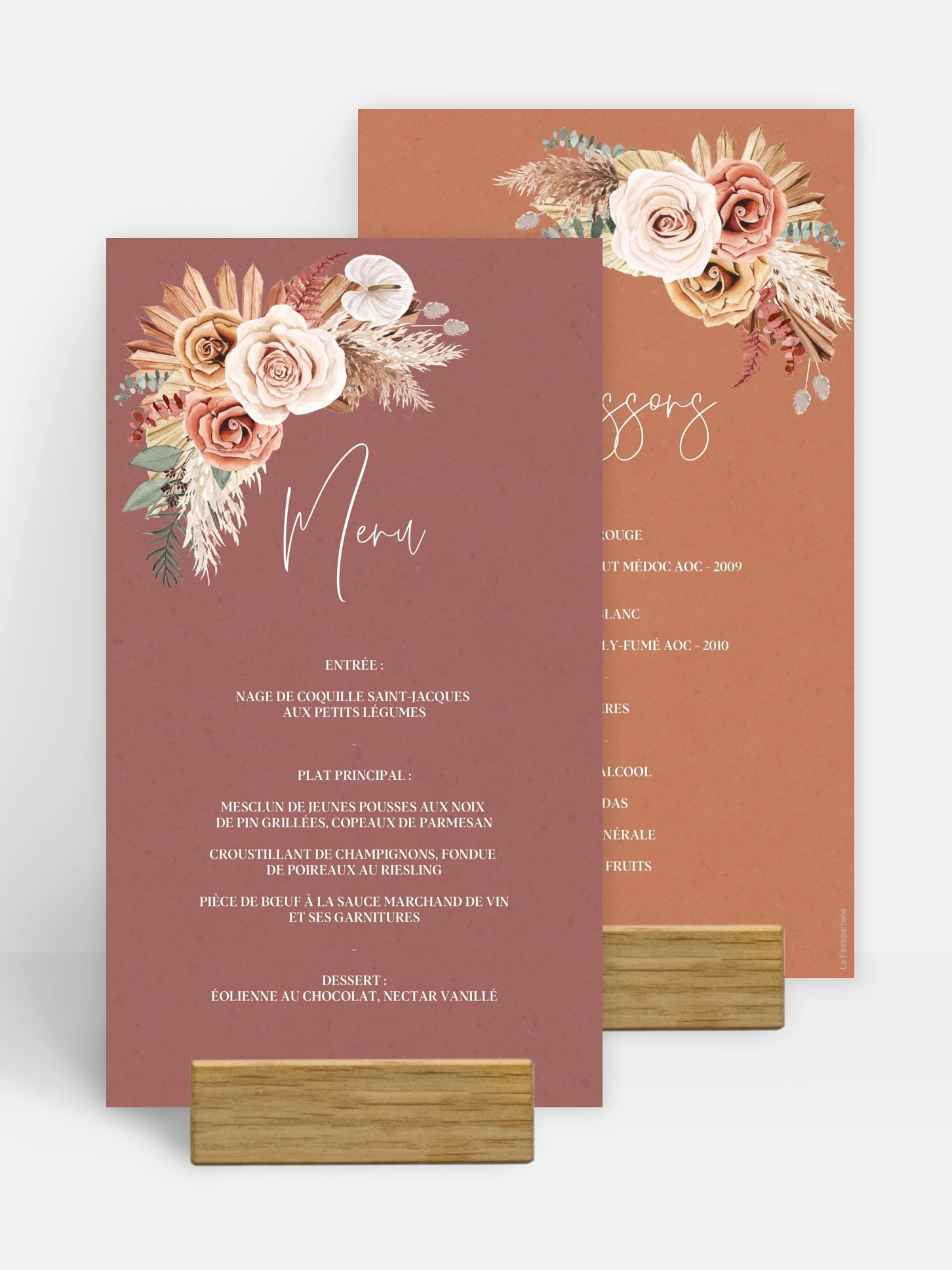 Menu mariage Esprit bohémien