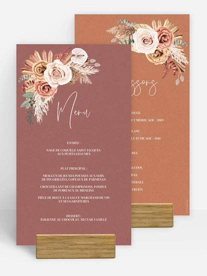 Menu mariage Esprit bohémien