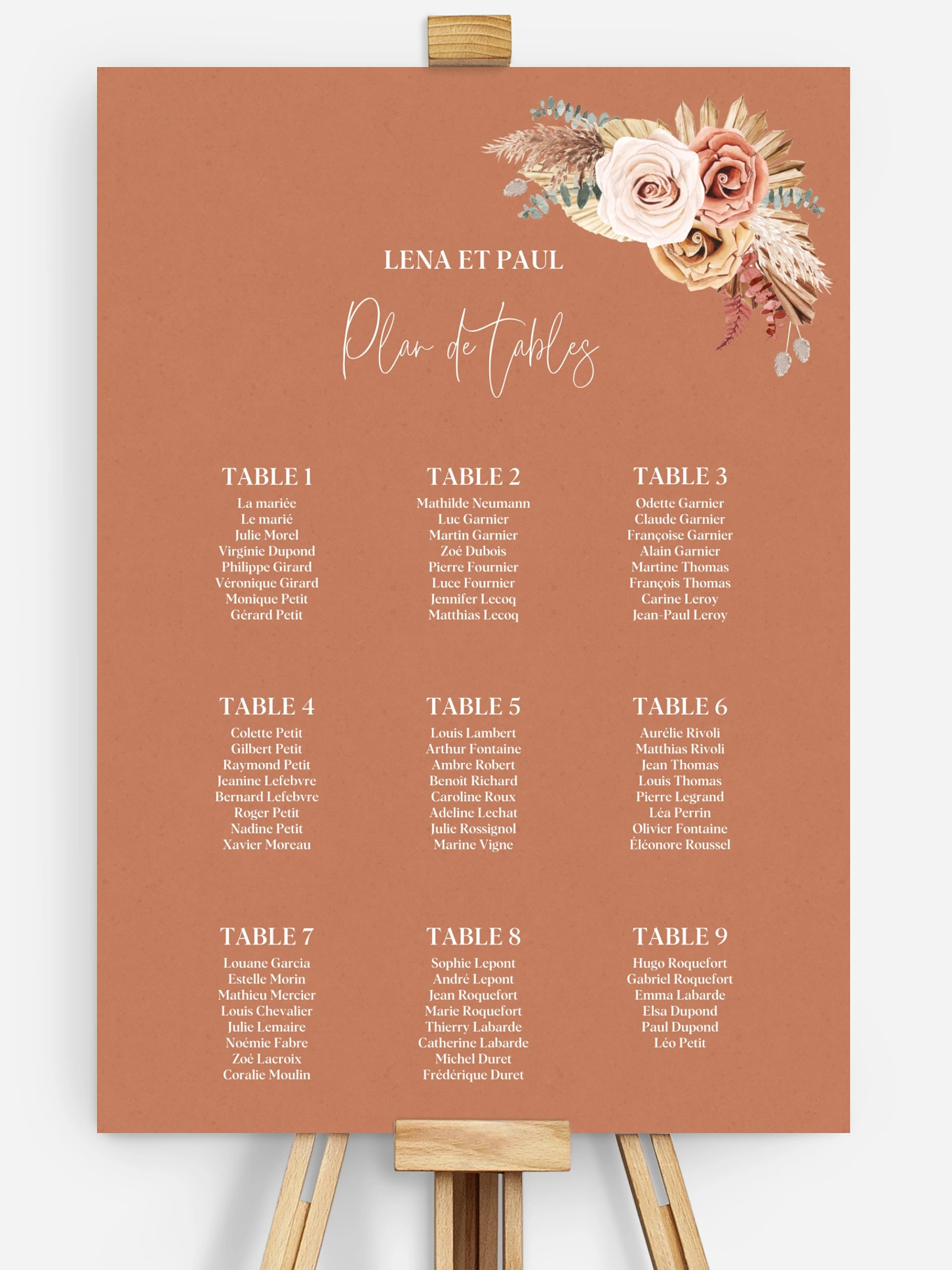 Poster plan de table mariage Esprit bohémien