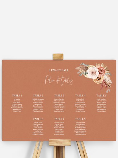Poster plan de table mariage Esprit bohémien