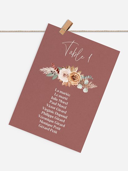 Cartons plan de table mariage Esprit bohémien