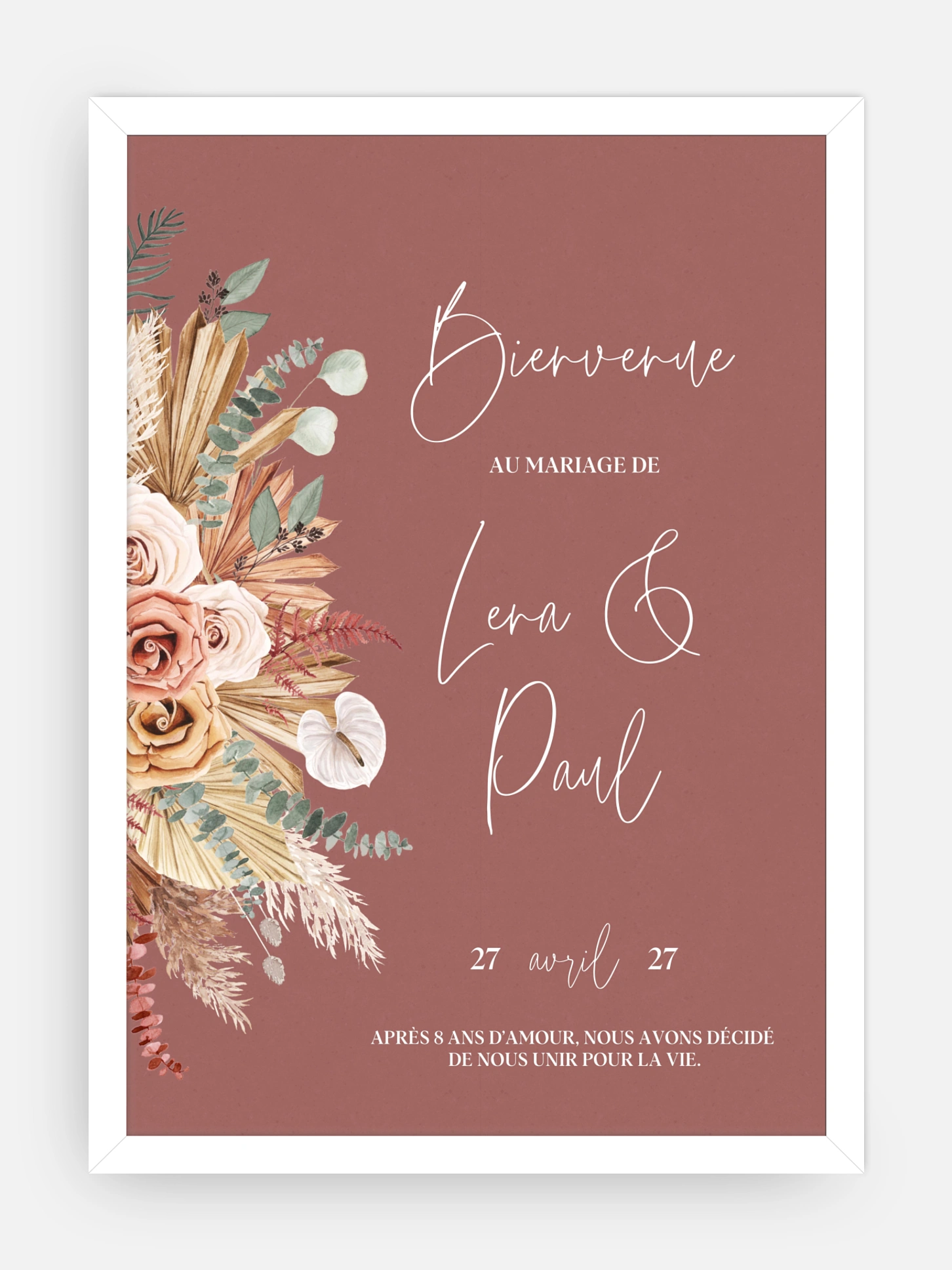Poster bienvenue mariage Esprit bohémien