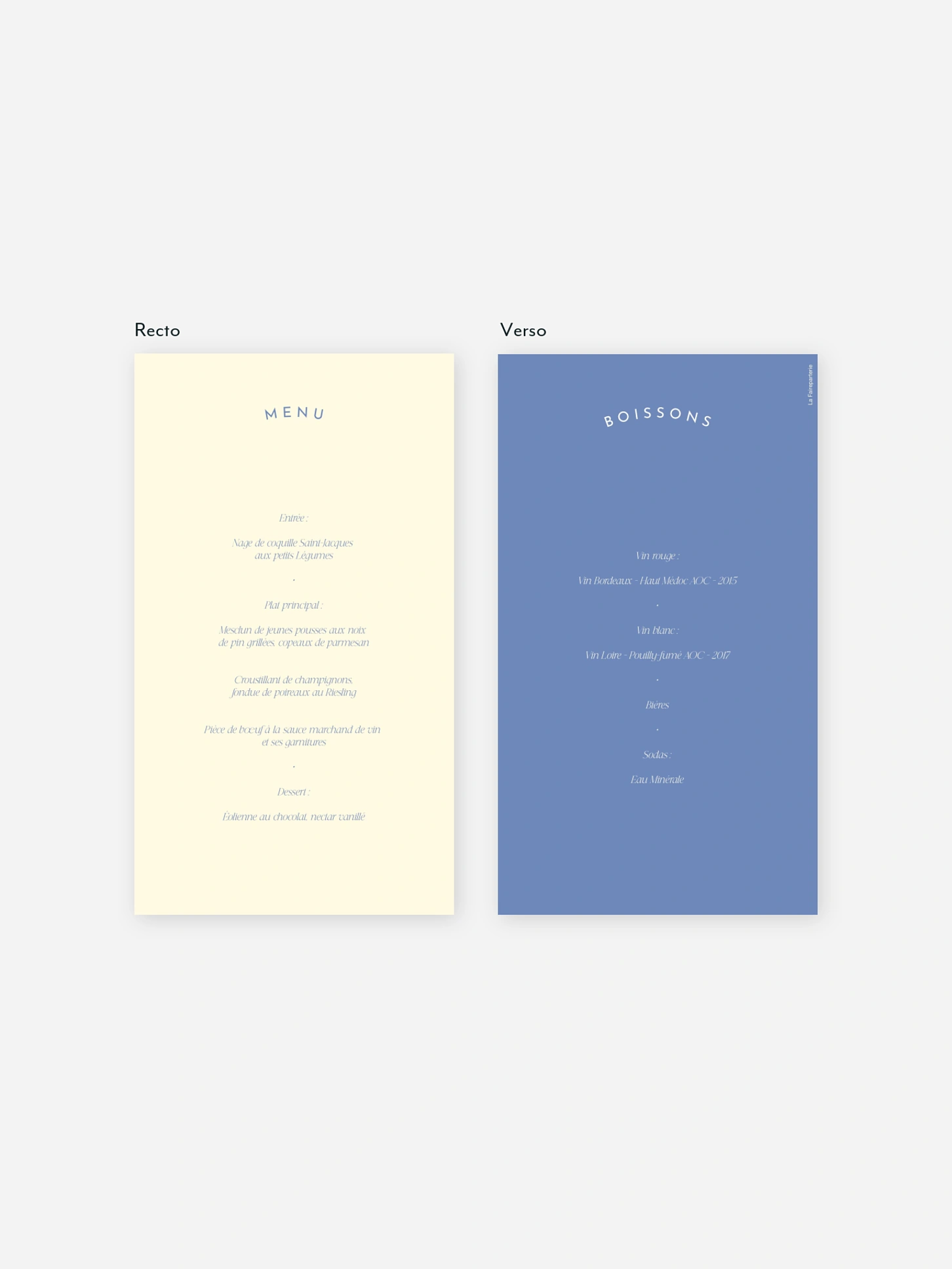 Menu mariage Le Grand Oui