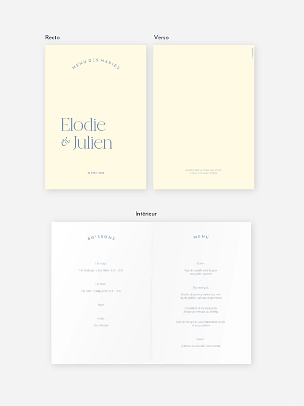 Menu mariage Le Grand Oui