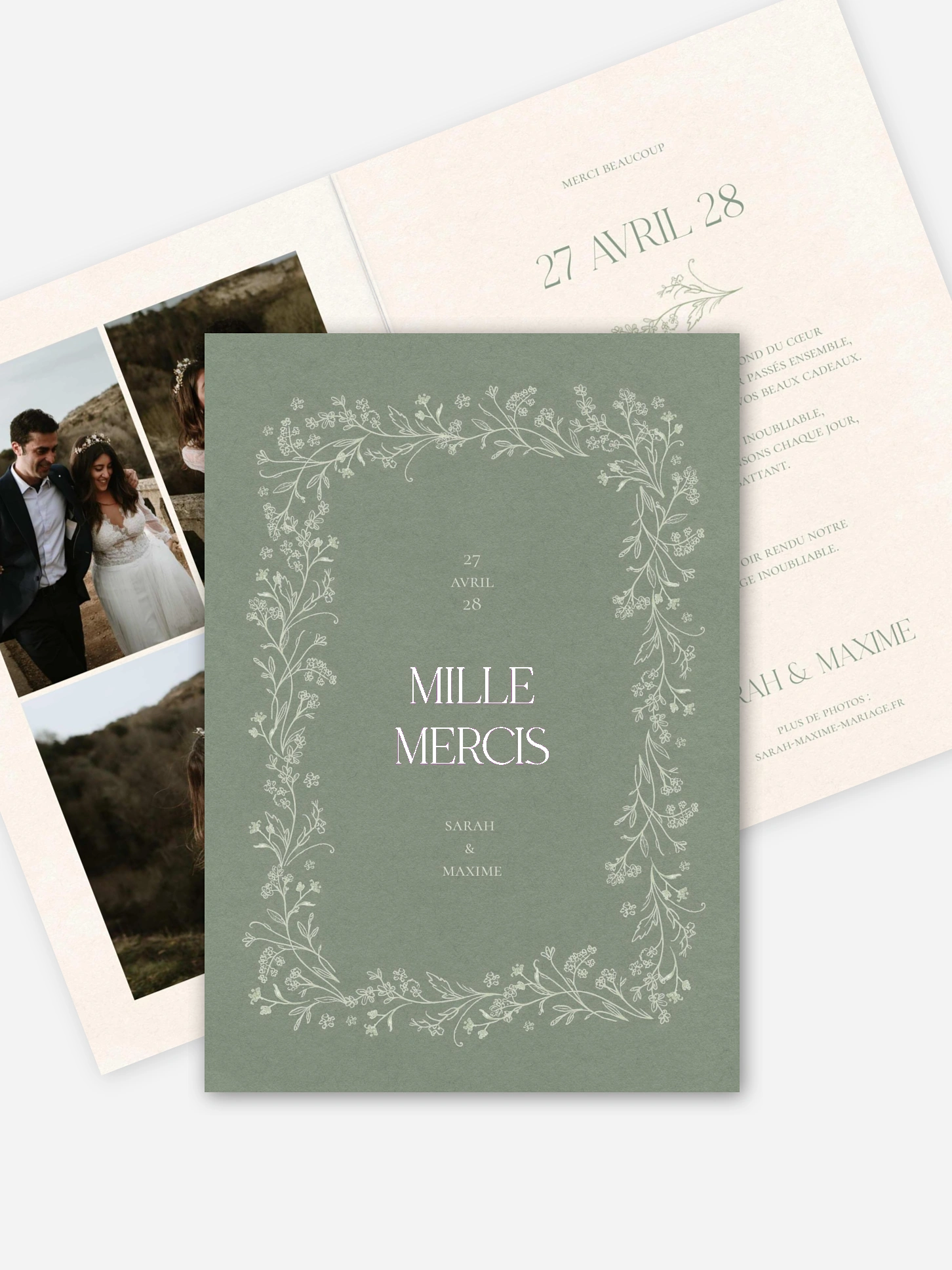 Carte de remerciements Jardin de noces