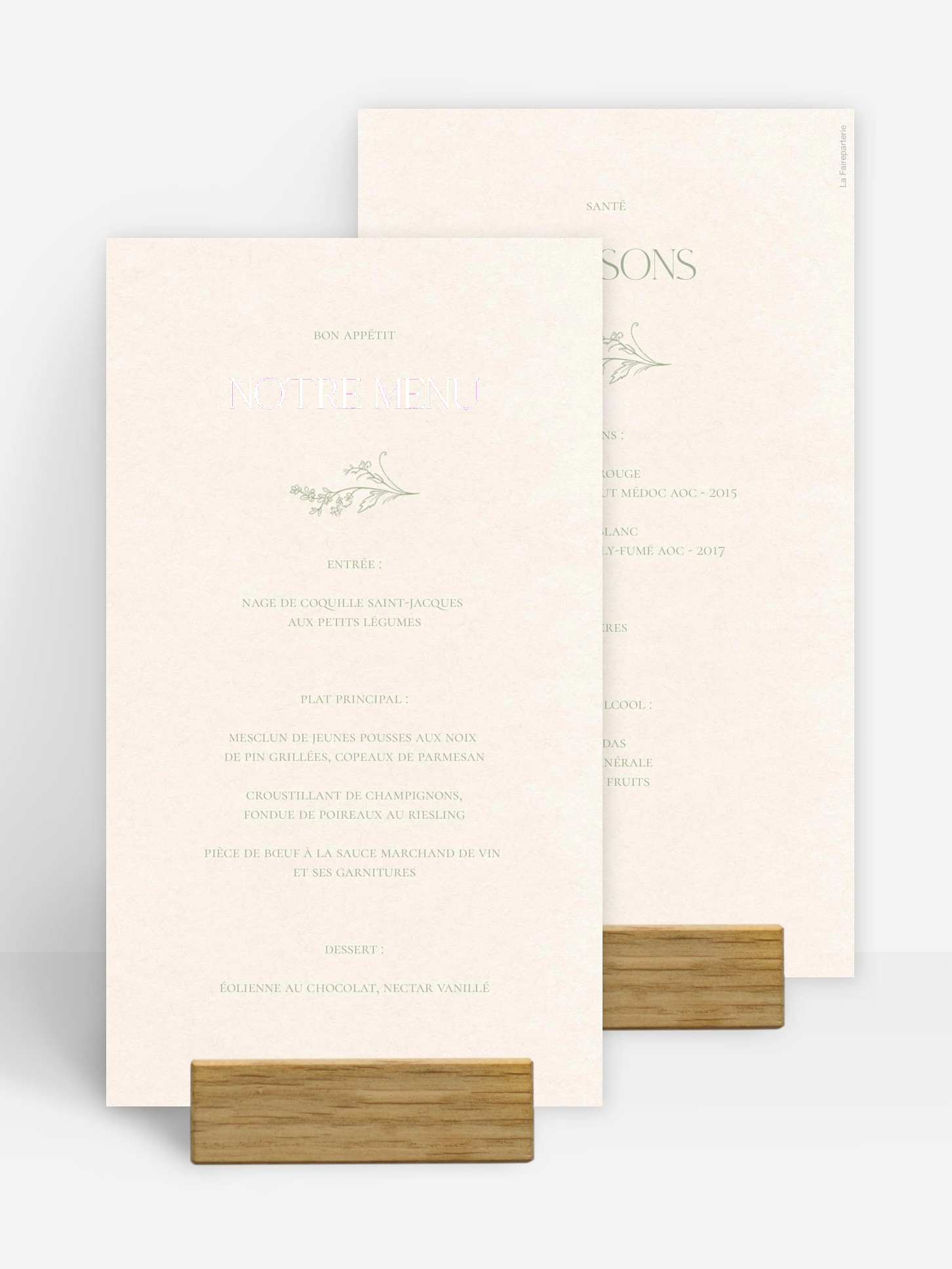 Menu mariage Jardin de noces