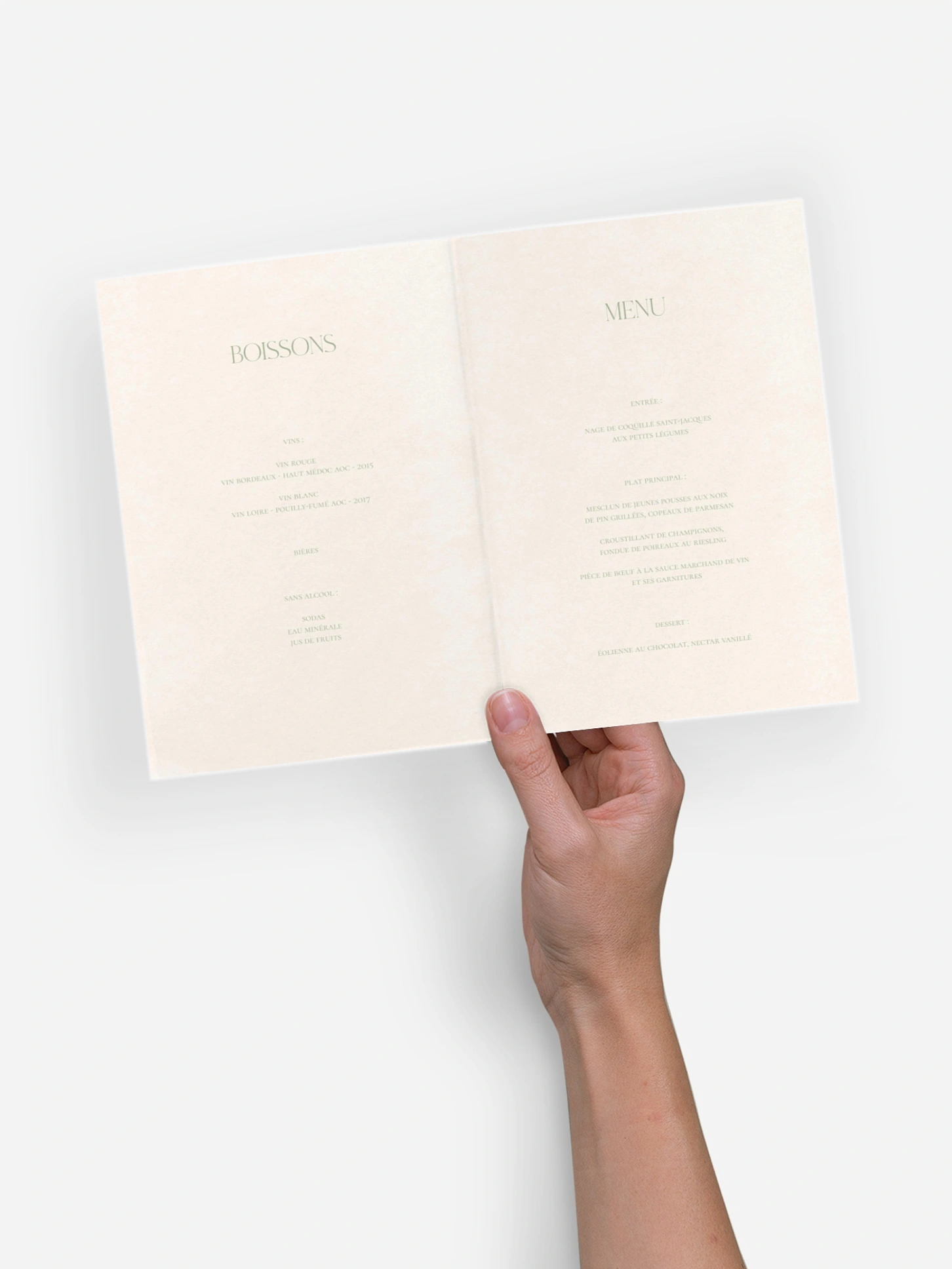 Menu mariage Jardin de noces