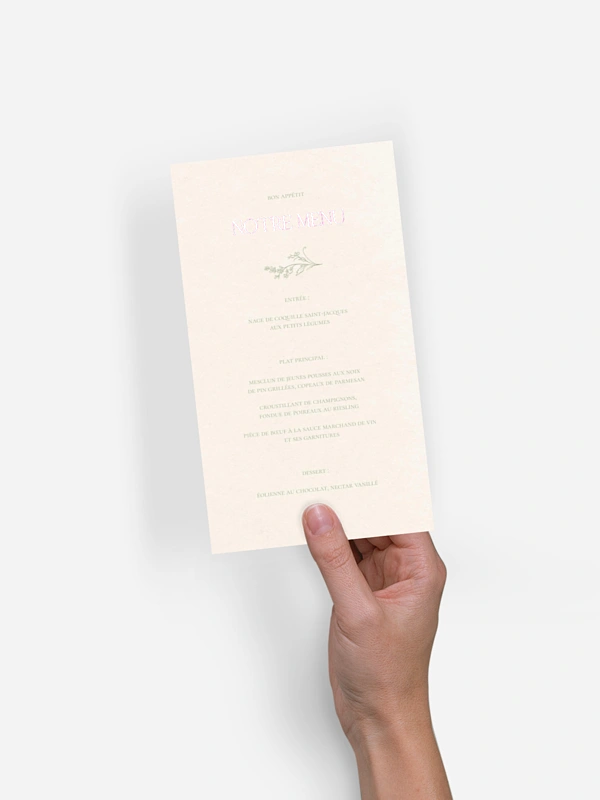 Menu mariage Jardin de noces