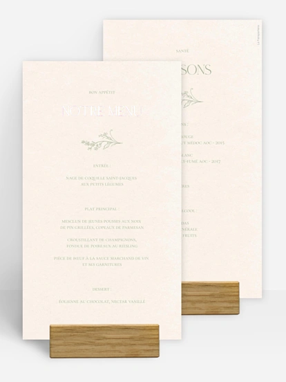 Menu mariage Jardin de noces
