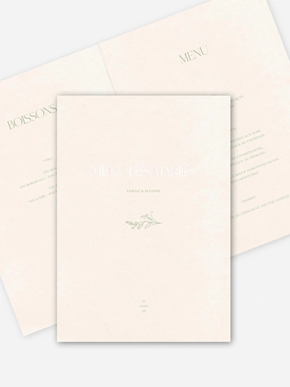 Menu mariage Jardin de noces