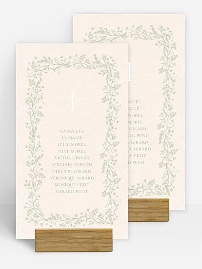 Nom de table mariage Jardin de noces