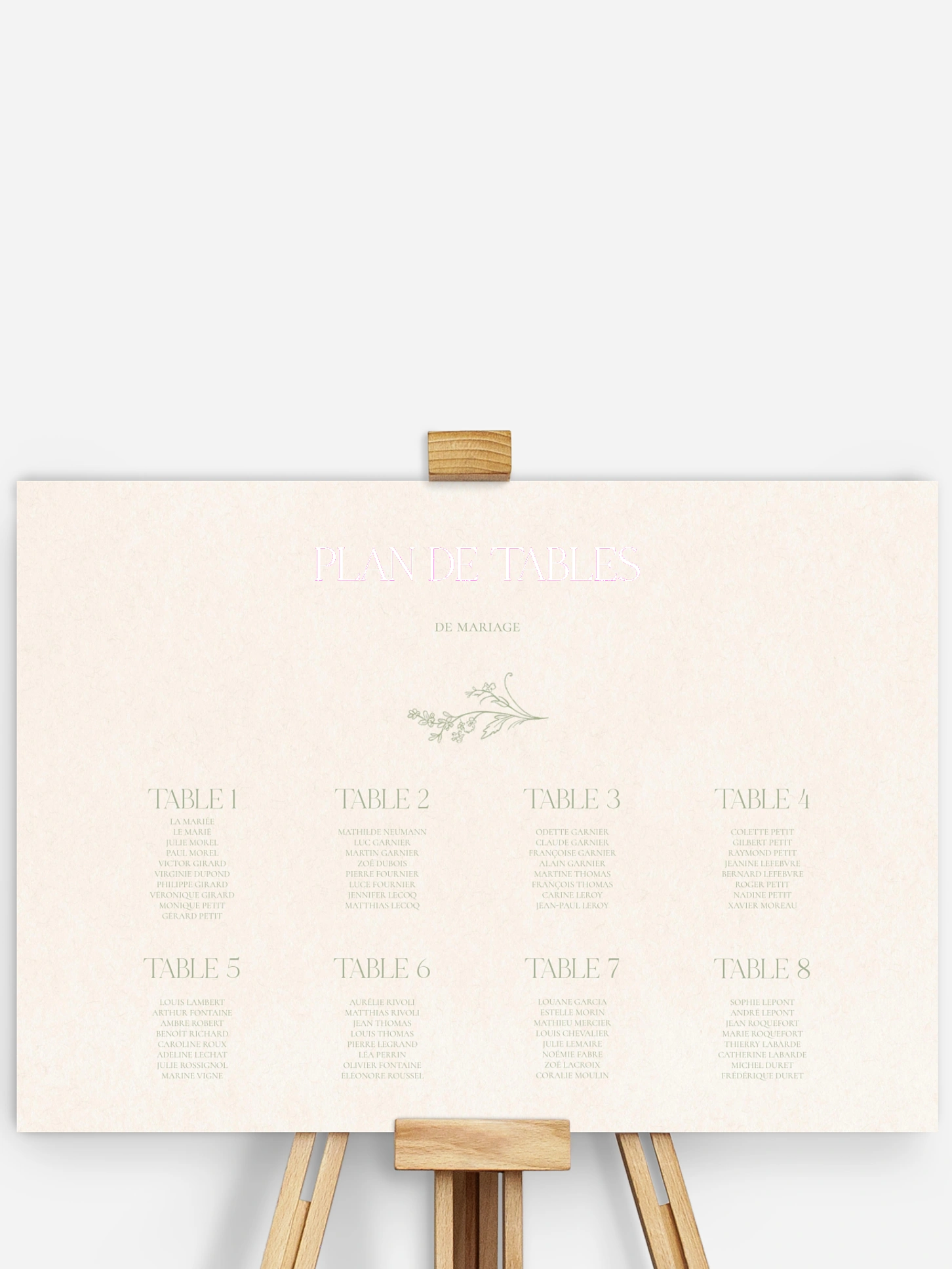 Poster plan de table mariage Jardin de noces