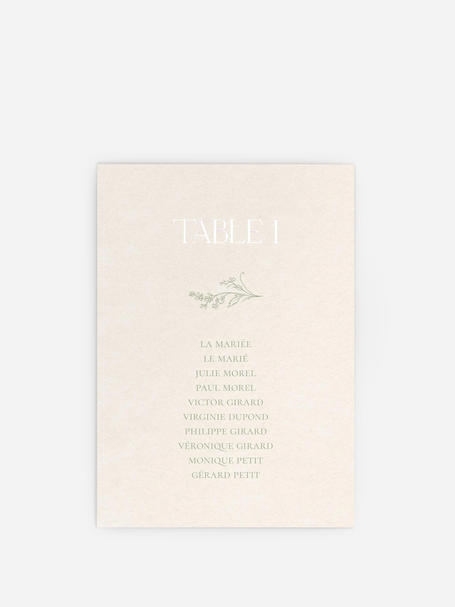 Cartons plan de table mariage Jardin de noces