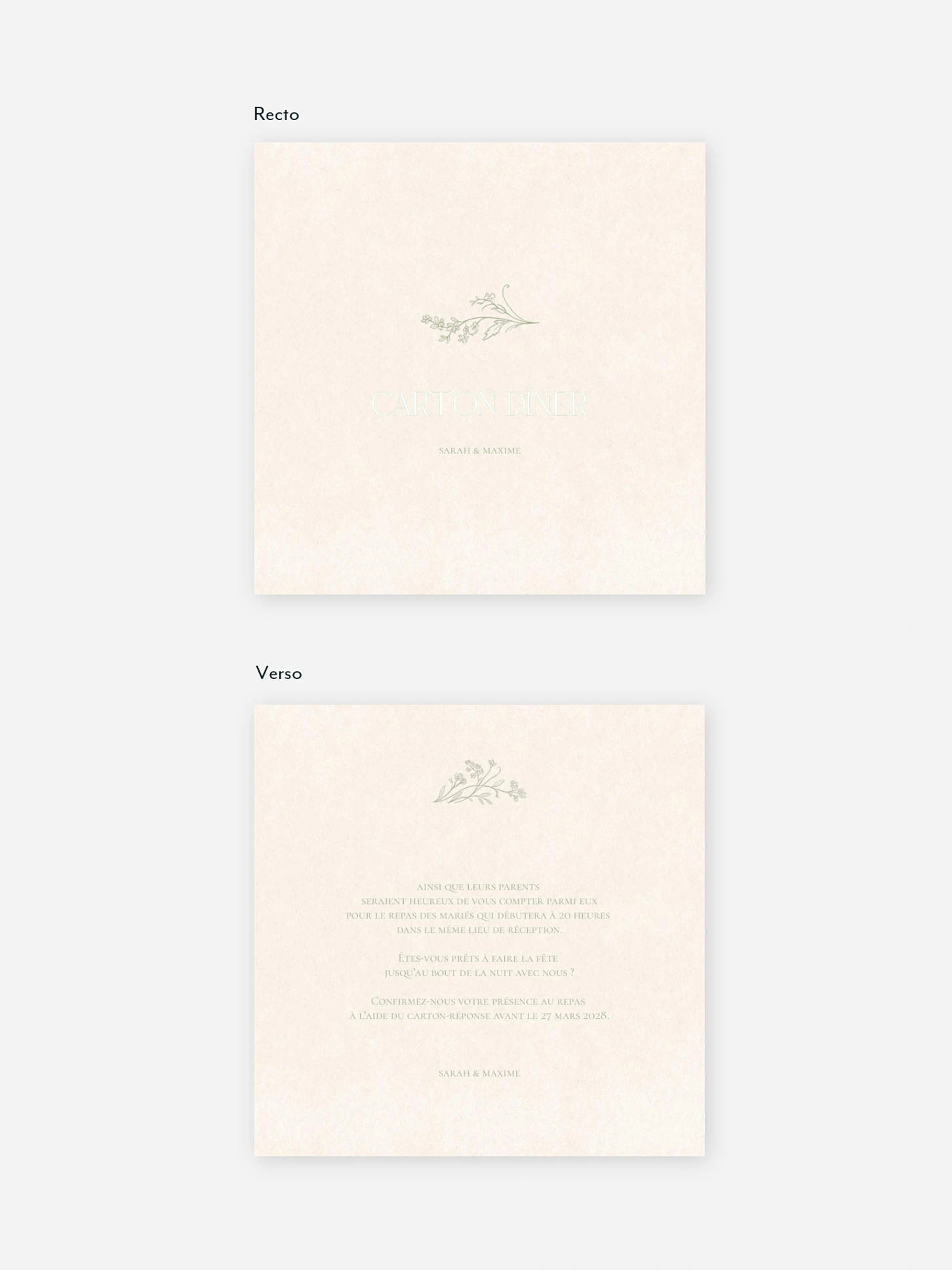Carton d'invitation Jardin de noces