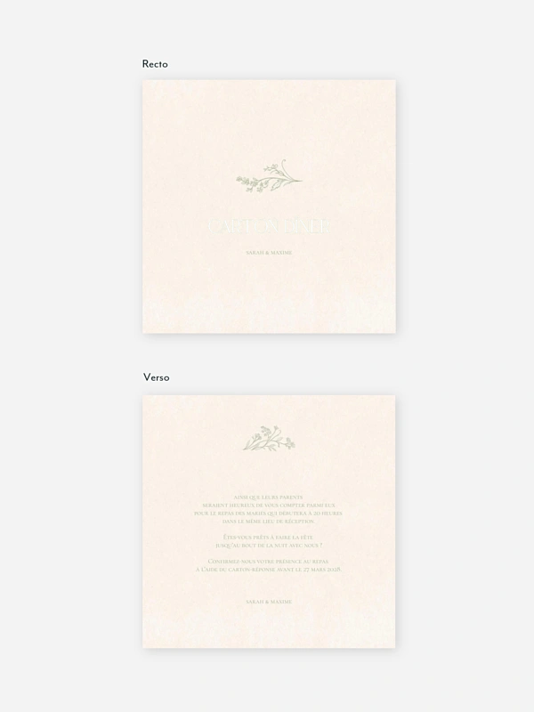 Carton d'invitation Jardin de noces