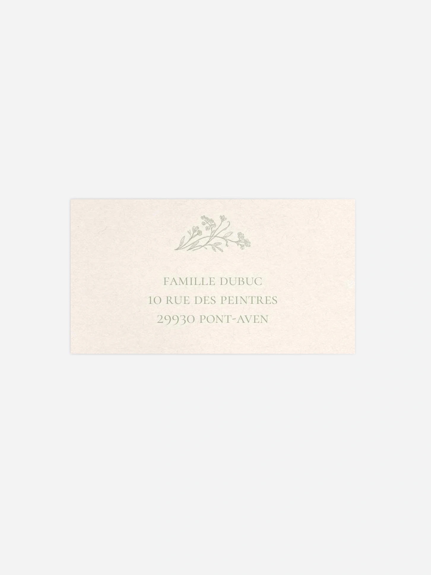 Étiquette destinataire mariage Jardin de noces