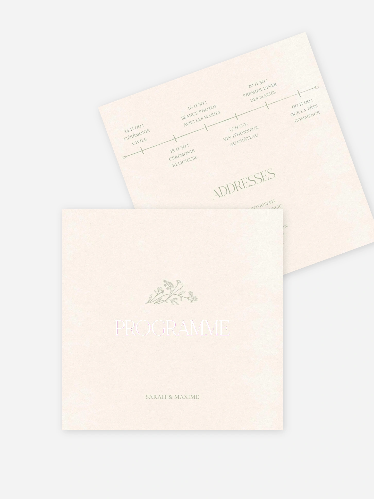 Programme mariage Jardin de noces