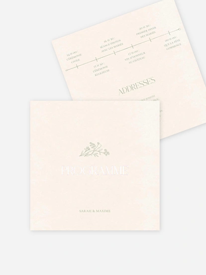Programme mariage Jardin de noces