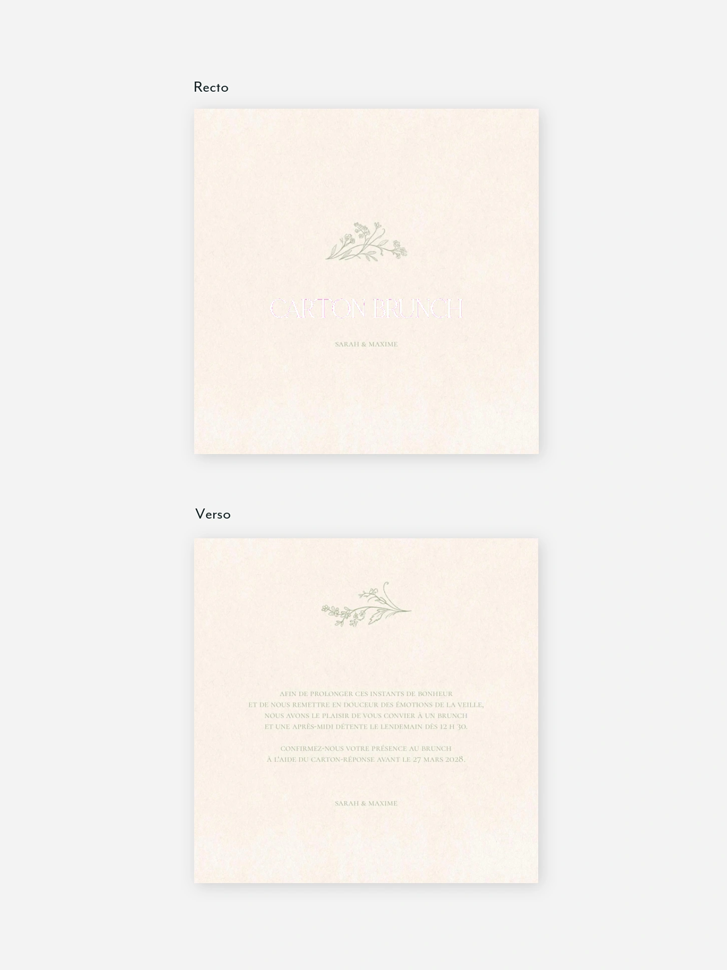 Carte brunch Jardin de noces