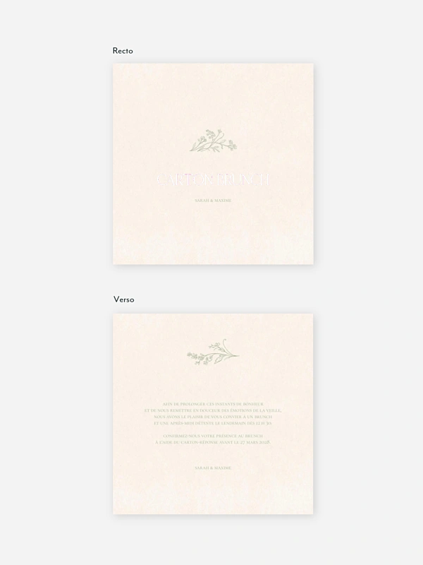 Carte brunch Jardin de noces