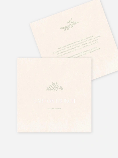 Carte brunch Jardin de noces