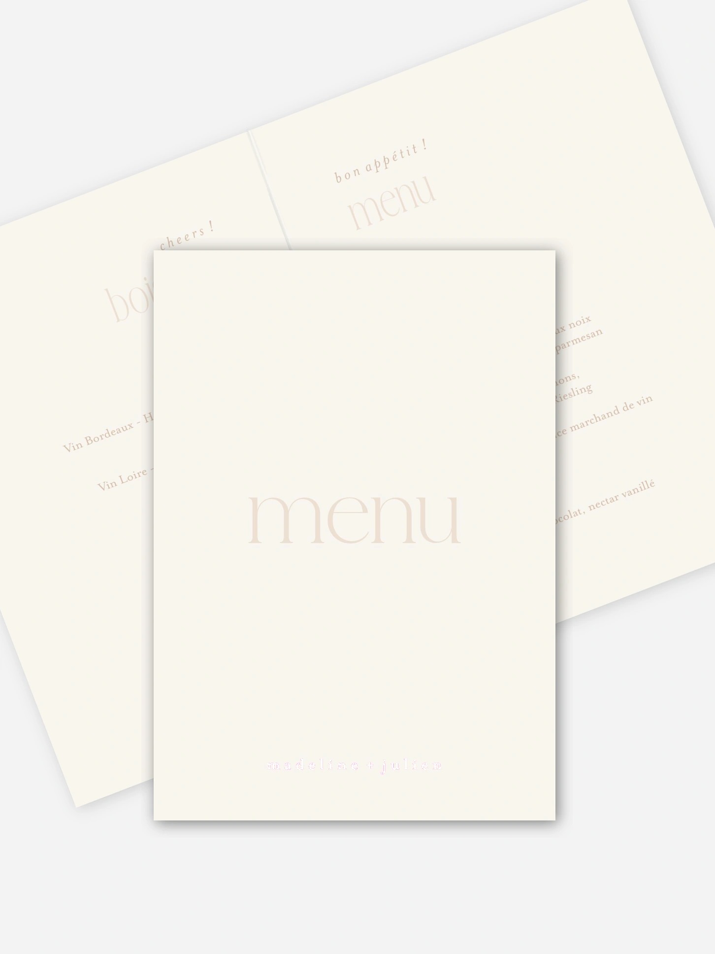 Menu mariage Le plus beau jour