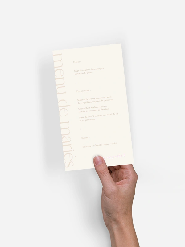 Menu mariage Le plus beau jour