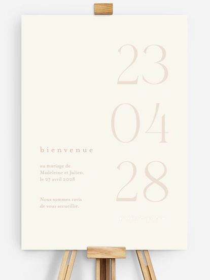 Poster bienvenue mariage Le plus beau jour