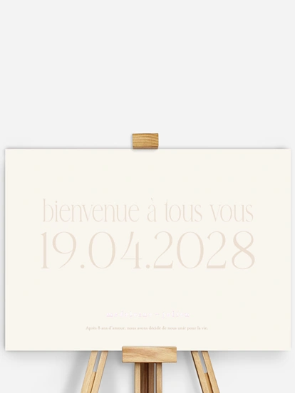 Poster bienvenue mariage Le plus beau jour