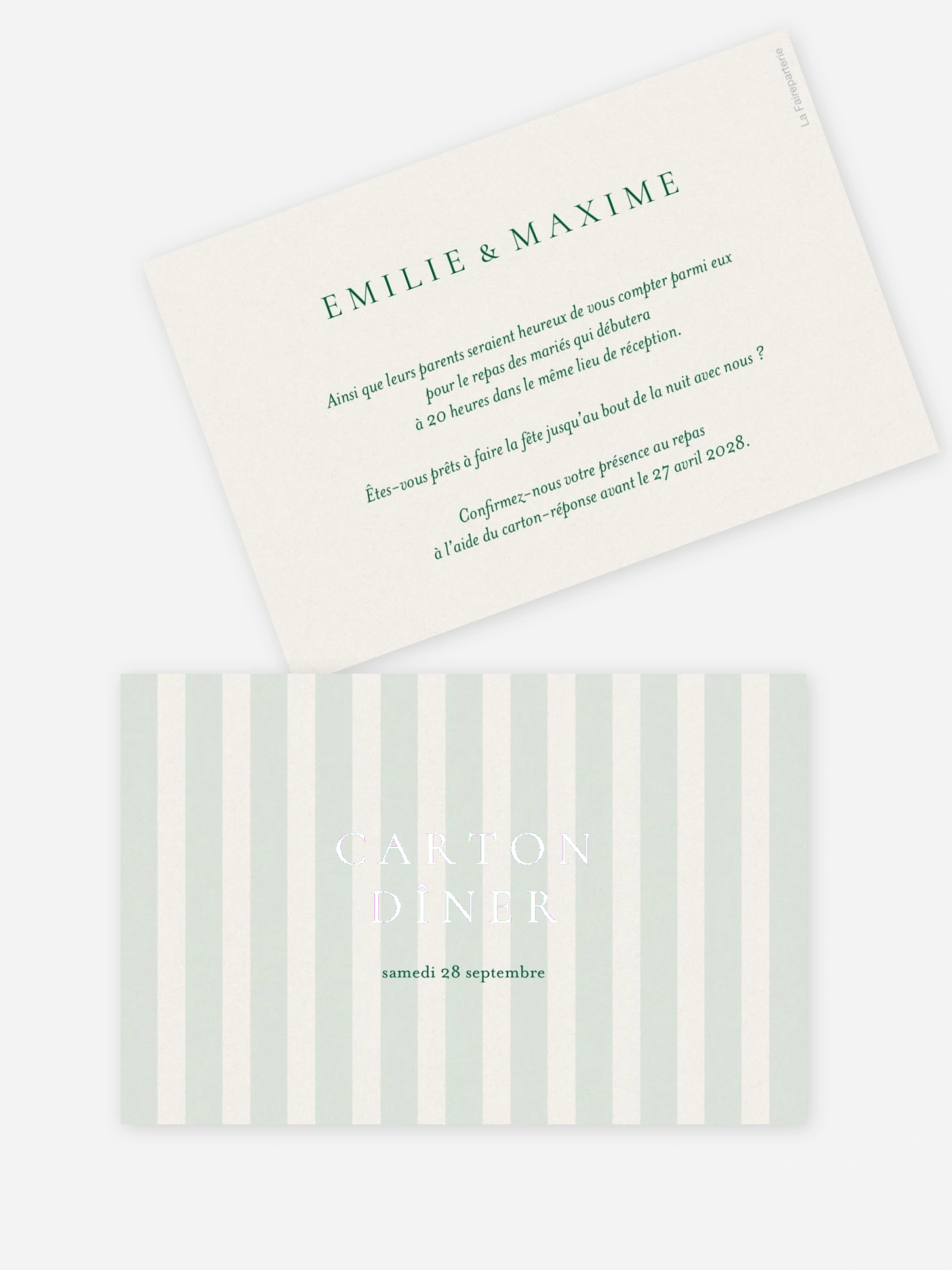 Carton d'invitation Rayures tendres