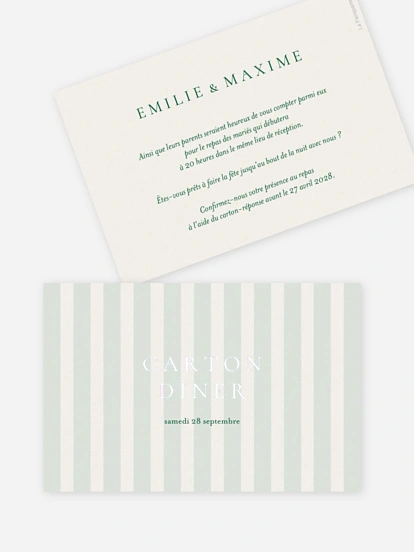 Carton d'invitation Rayures tendres