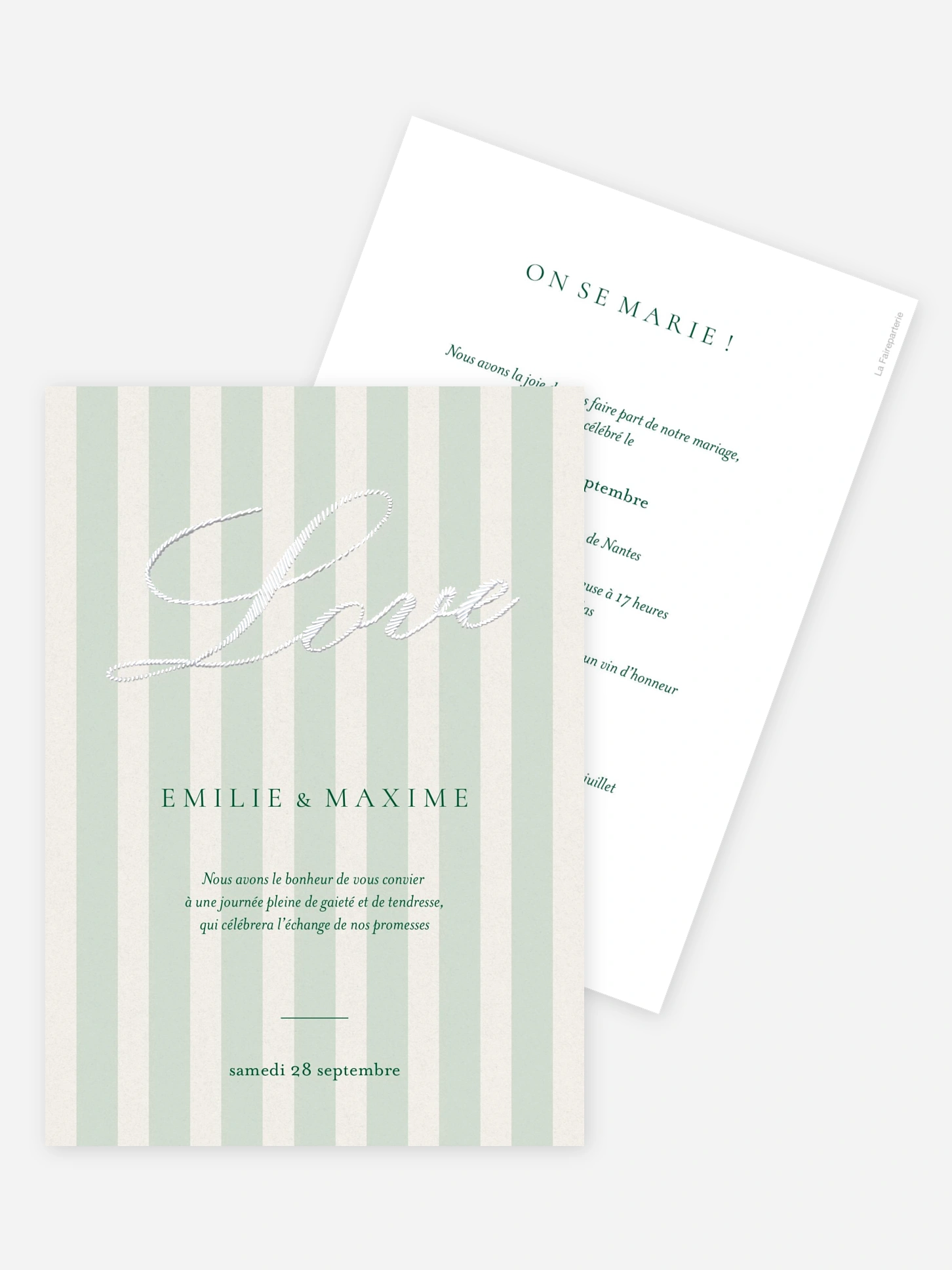 Faire-part de mariage Rayures tendres