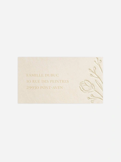 Étiquette destinataire mariage Fleur de velours