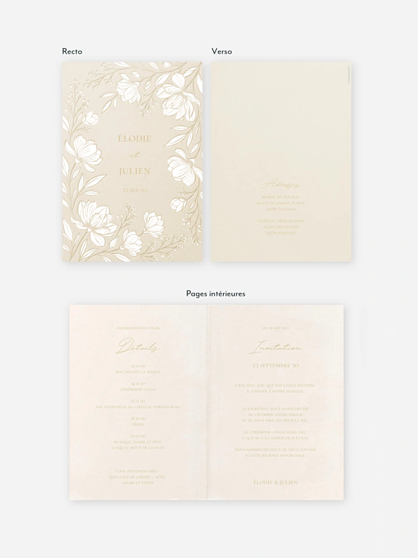 Faire-part de mariage Fleur de velours