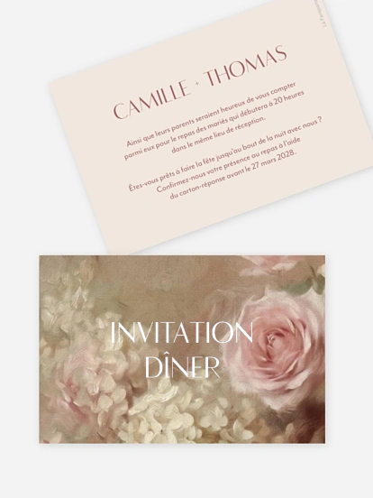 Carton d'invitation L'amour des hortensias