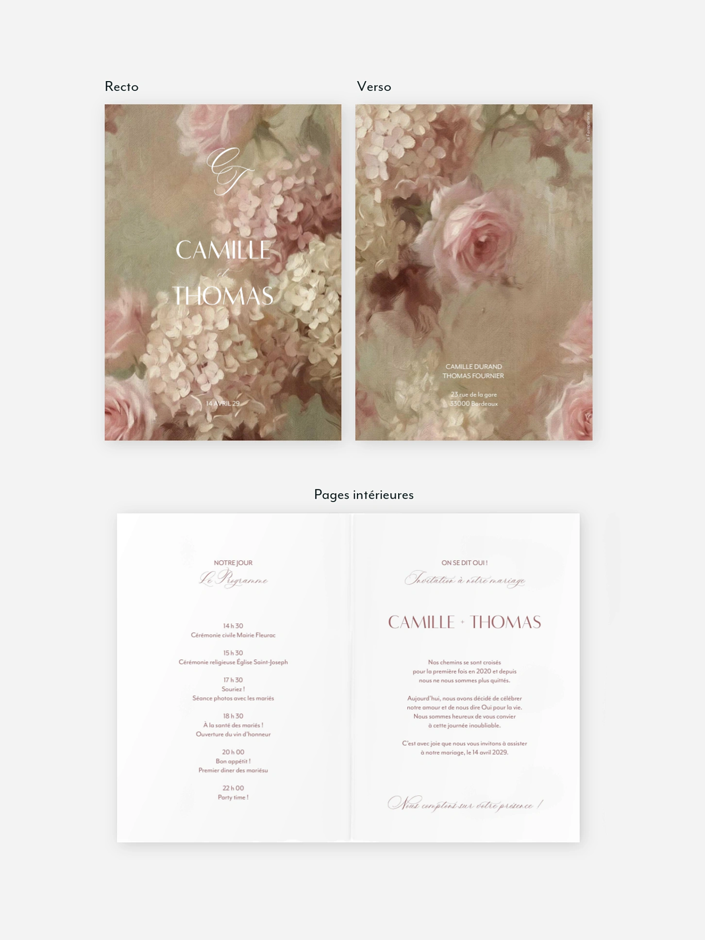 Faire-part de mariage L'amour des hortensias