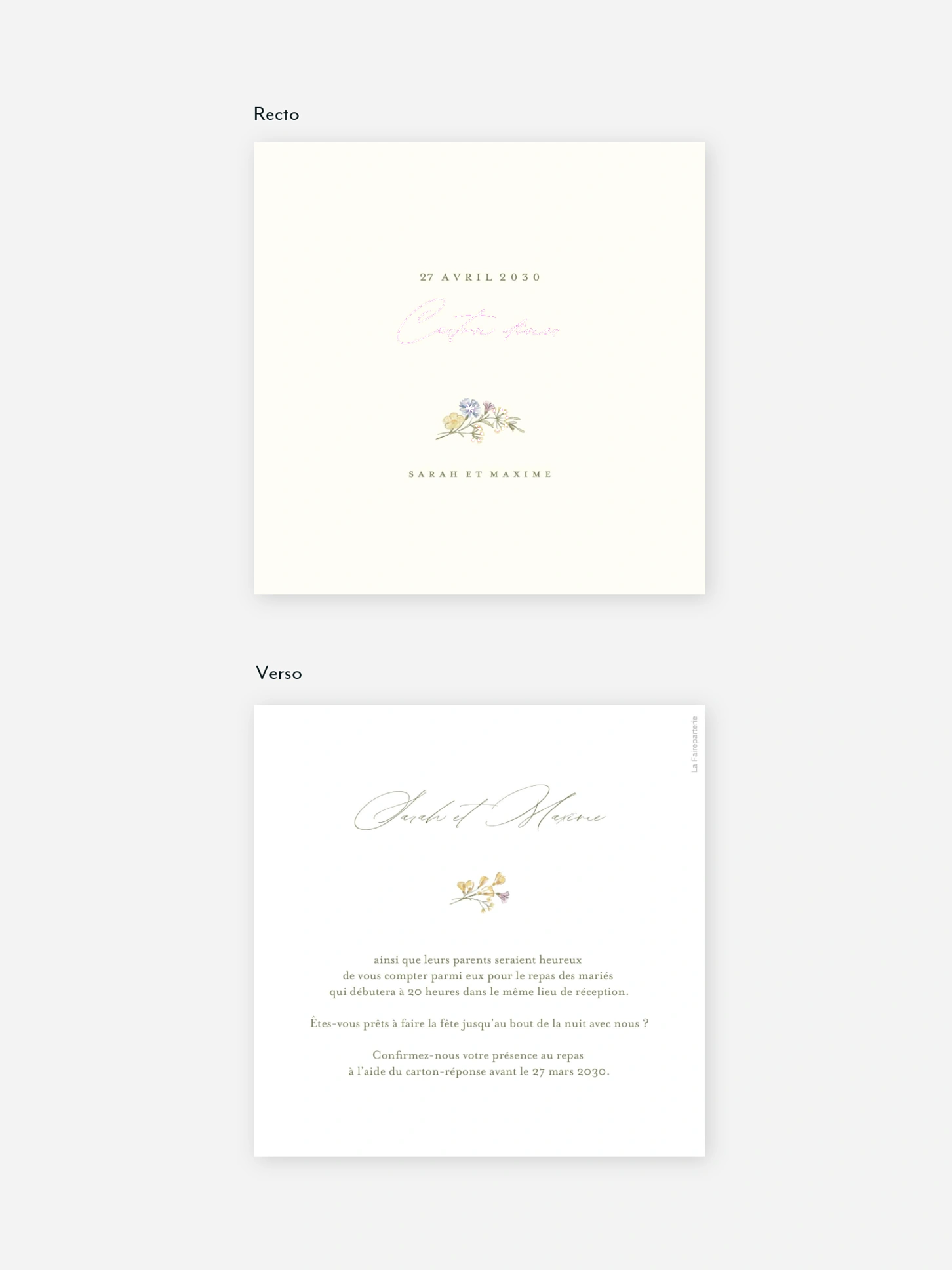 Carton d'invitation Arche de bleuets