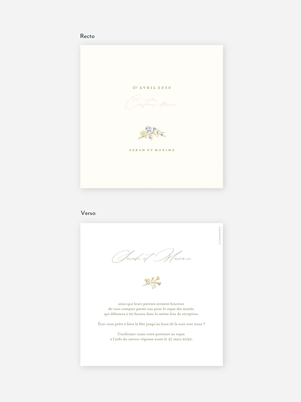 Carton d'invitation Arche de bleuets
