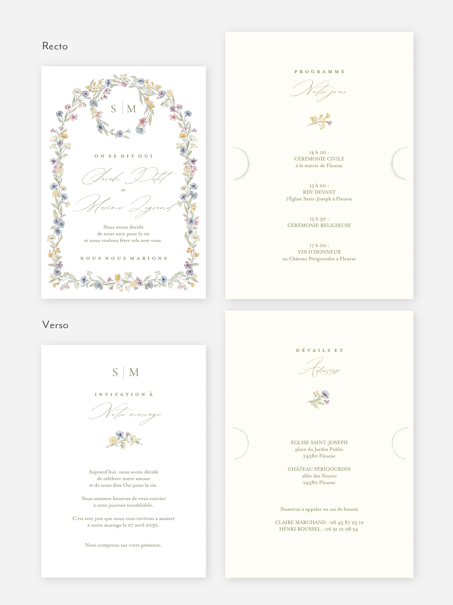 Faire-part de mariage Arche de bleuets
