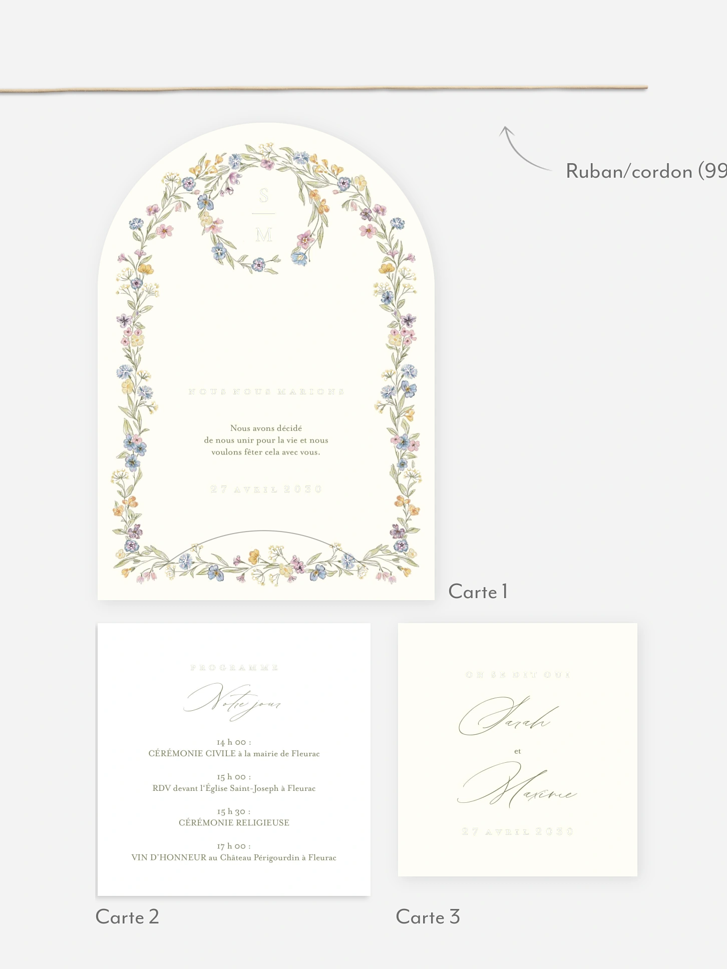 Faire-part de mariage Arche de bleuets