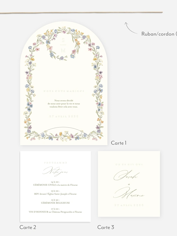 Faire-part de mariage Arche de bleuets