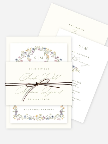 Faire-part de mariage Arche de bleuets
