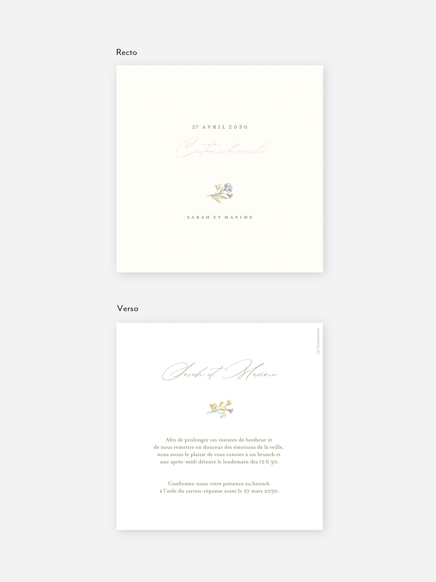 Carte brunch Arche de bleuets