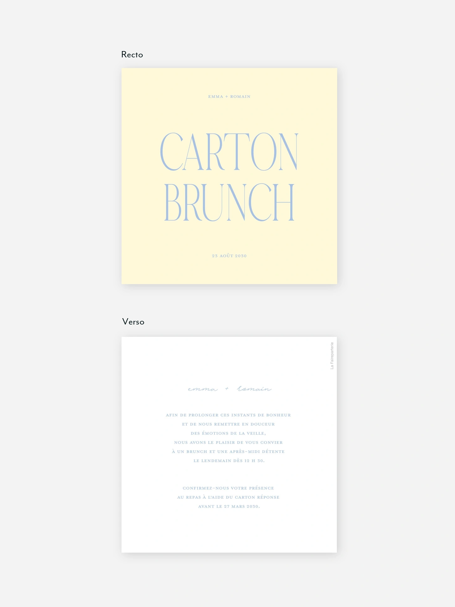 Carte brunch Amour simple
