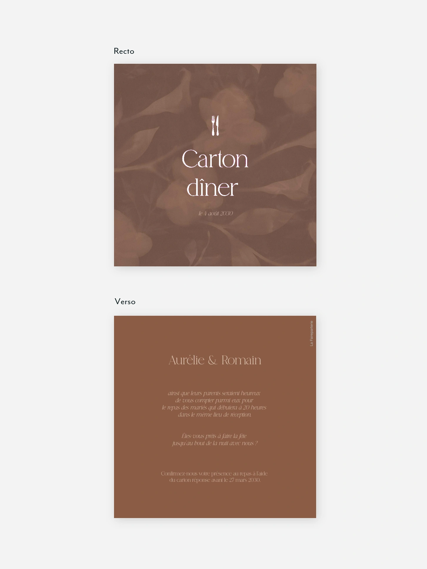 Carton d'invitation Floraison velours
