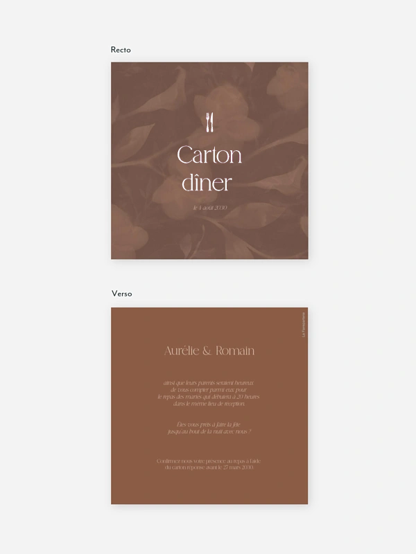 Carton d'invitation Floraison velours
