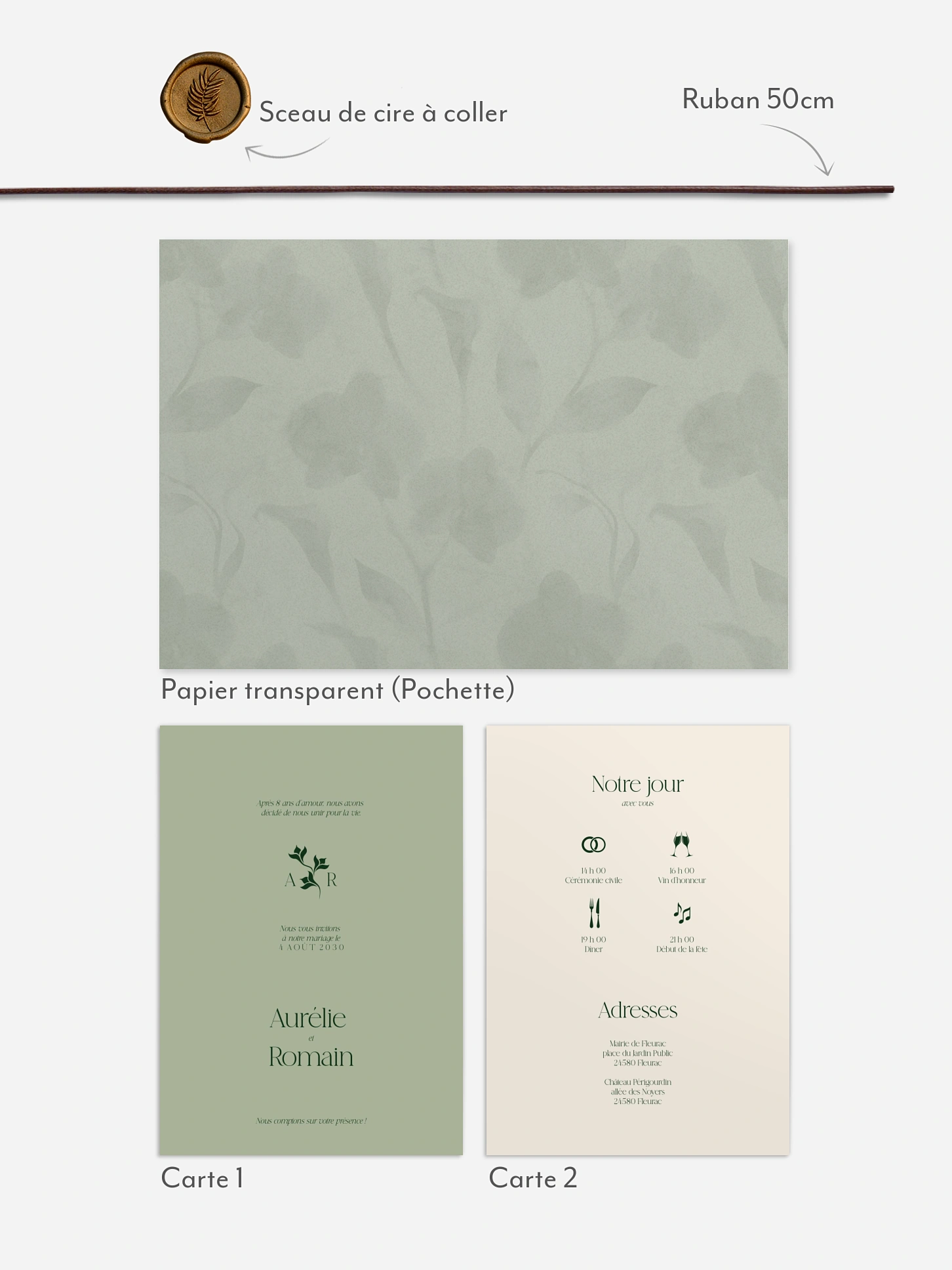 Faire-part de mariage Floraison velours