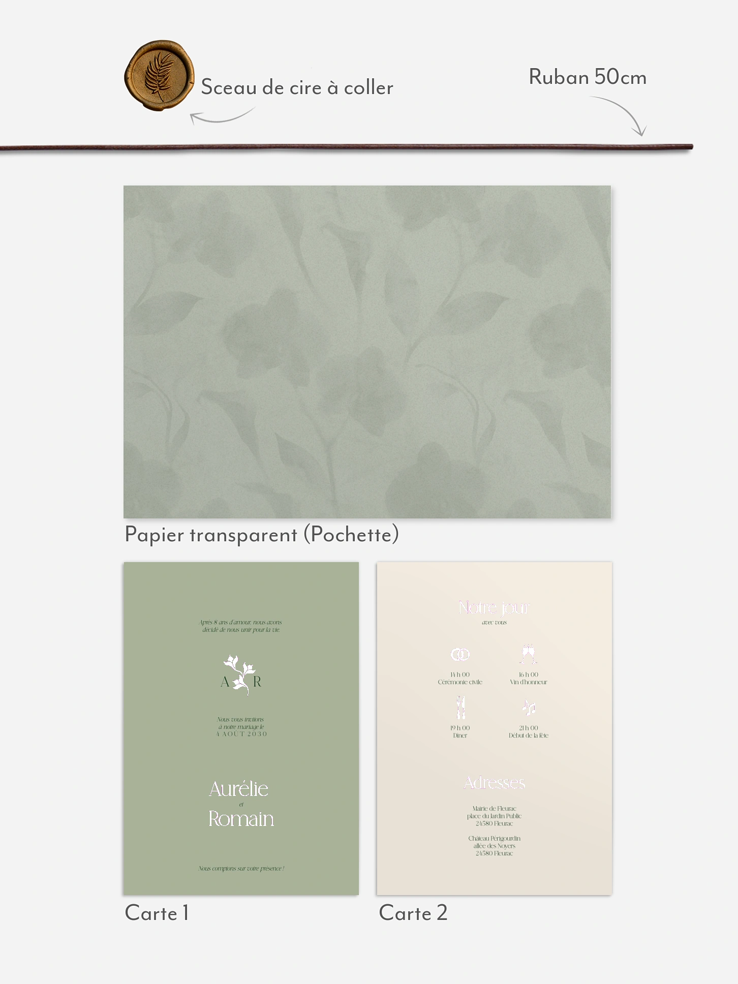 Faire-part de mariage Floraison velours