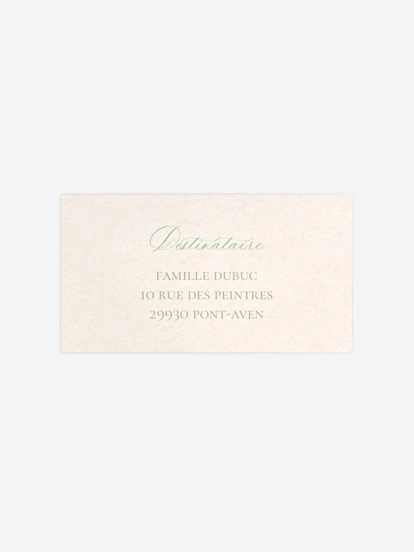 Étiquette destinataire mariage Fleur de Champs