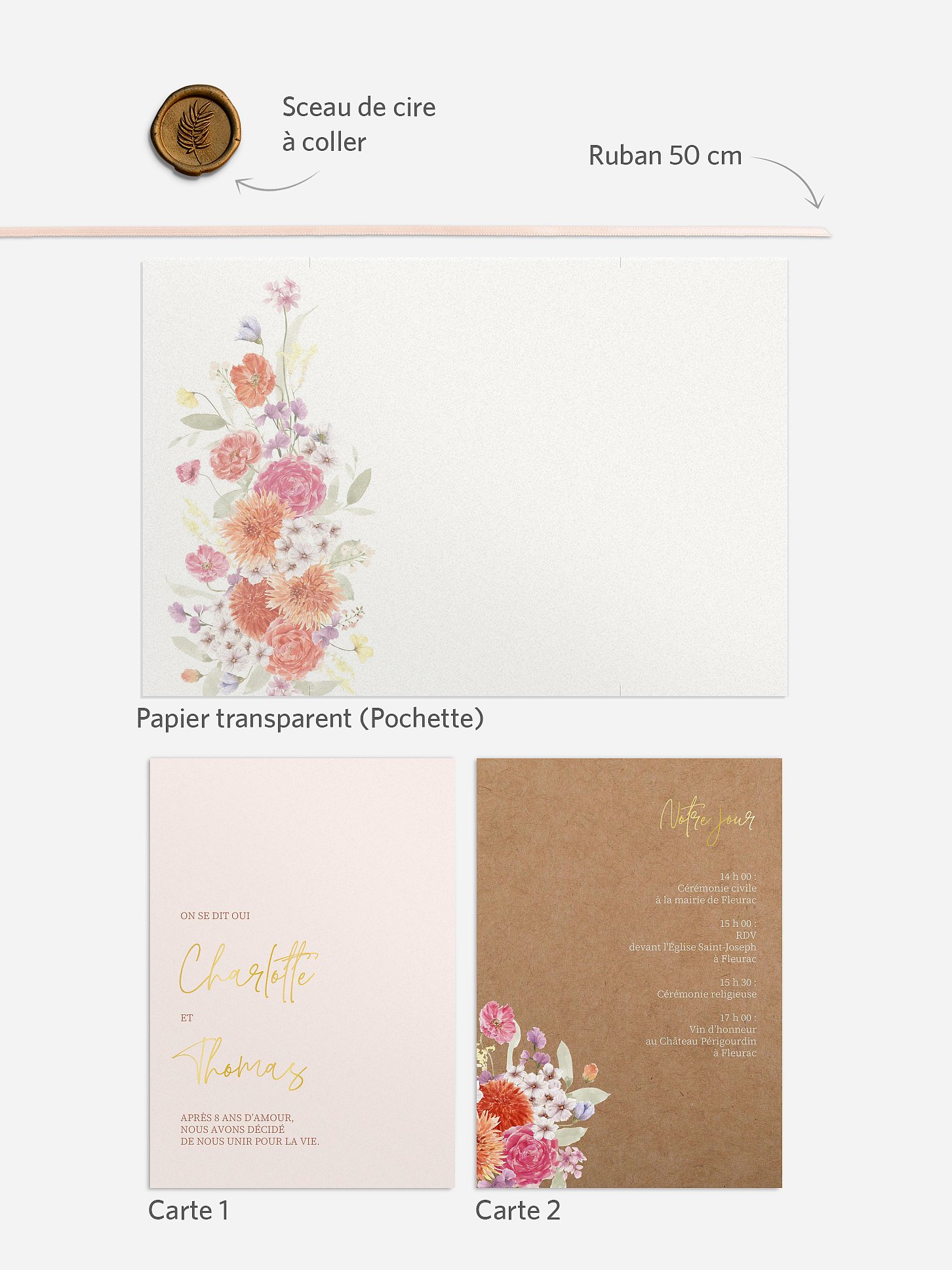 Faire-part de mariage Fusion florale